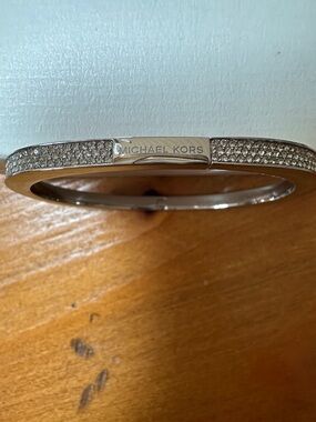 Michael Kors Silver Pavé Crystal Hinged Bangle Bracelet
